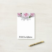 Rosa Rose Personalisierter Pinselstrich Buchstaben Post-it Klebezettel (Auf Schreibtisch)