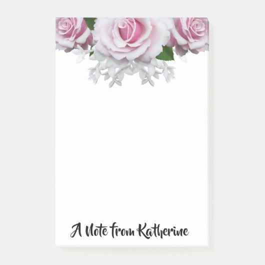 Rosa Rose Personalisierter Pinselstrich Buchstaben Post-it Klebezettel (Vorderseite)