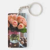 Rosa Rose Personalisierter Schlüsselanhänger (Rückseite)