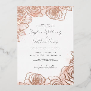 Rosa Rose Pfirsichhochzeit Folieneinladung