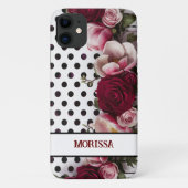 Rosa Rose Polka dots Case-Mate iPhone Hülle (Rückseite)