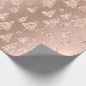 Rosa Rose Powder Gold Glitzer Weihnachtsbaum Geschenkpapier (Ecke)