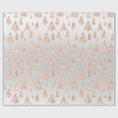 Rosa Rose Powder Gold Glitzer Weihnachtsbaum Grau Geschenkpapier (Flach)