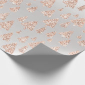 Rosa Rose Powder Gold Glitzer Weihnachtsbaum Grau Geschenkpapier (Ecke)