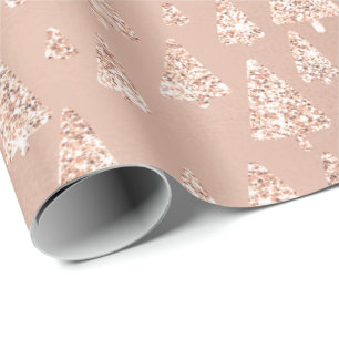 Rosa Rose Powder Gold Glitzer Weihnachtsbaum Klein Geschenkpapier