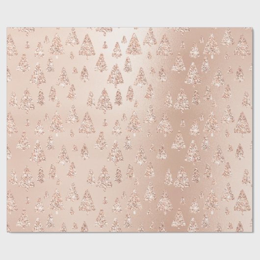 Rosa Rose Powder Gold Glitzer Weihnachtsbaum Lux Geschenkpapier (Flach)