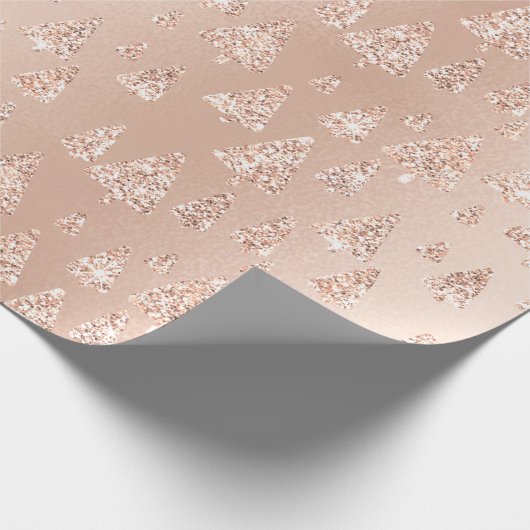 Rosa Rose Powder Gold Glitzer Weihnachtsbaum Lux Geschenkpapier (Ecke)
