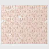 Rosa Rose Powder Gold Glitzer Weihnachtsbaum Rose Geschenkpapier (Flach)