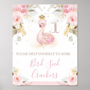 Rosa Rose Princess Swan 1. Geburtstagszeichen Poster