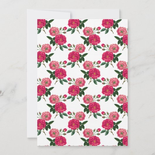 Rosa Rose Print Border Einladung (Rückseite)