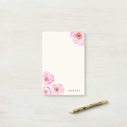 Rosa Rose Print Post-it Klebezettel (Auf Schreibtisch)