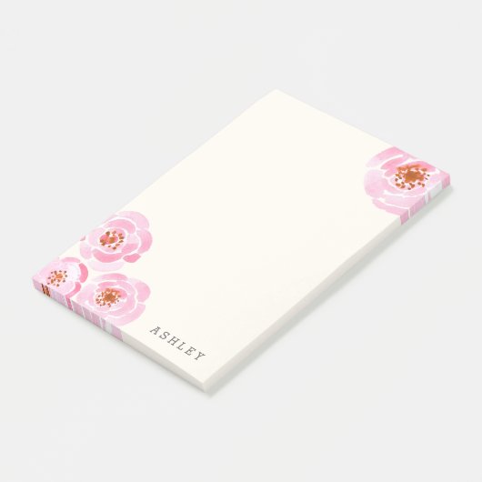 Rosa Rose Print Post-it Klebezettel (angewinkelt)