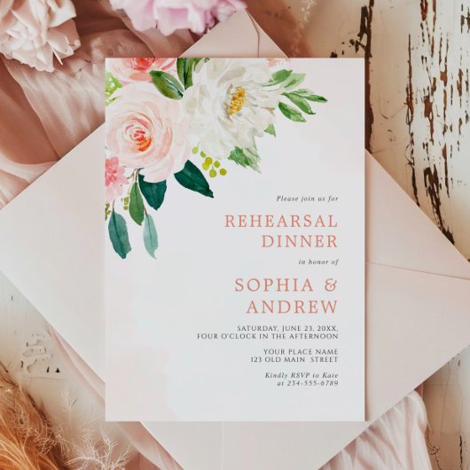 Rosa Rose Probe am Abend Einladung