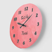 Rosa Rose Quartz Reiki Time Große Wanduhr (Winkel)