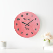 Rosa Rose Quartz Reiki Time Große Wanduhr (Zuhause)