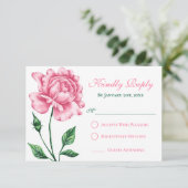 Rosa Rose Quinceañera Response Card RSVP Karte (Stehend Vorderseite)