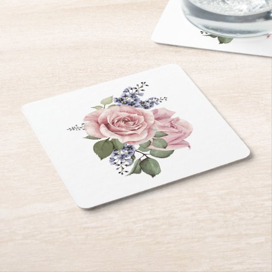 Rosa Rose Rechteckiger Pappuntersetzer (angewinkelt)