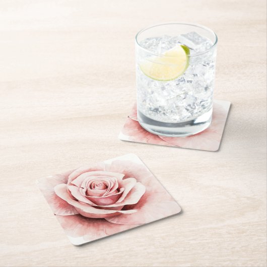 Rosa Rose Rechteckiger Pappuntersetzer (Vor Ort)