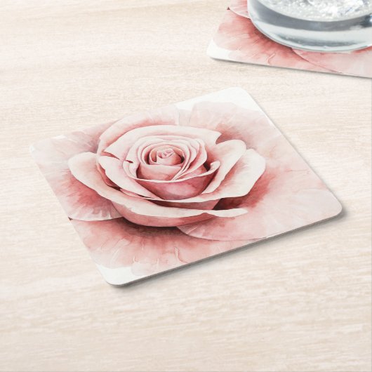 Rosa Rose Rechteckiger Pappuntersetzer (angewinkelt)