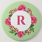 Rosa Rose Red Petunia Polka Dots Button (Vorderseite)