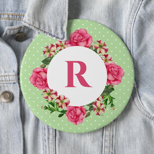 Rosa Rose Red Petunia Polka Dots Button (Beispiel)