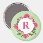 Rosa Rose Red Petunia Polka Dots Magnet (Vorderseite/Rückseite)