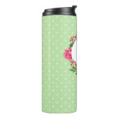 Rosa Rose Red Petunia Polka Dots Thermosbecher (Nach links gedreht)