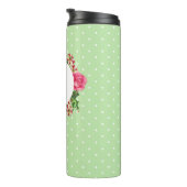 Rosa Rose Red Petunia Polka Dots Thermosbecher (Nach rechts gedreht)