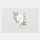 Rosa Rose Ribbon Chic Monogramm Grau Geschenkpapier Set (Vorderseite)