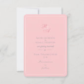Rosa Rose Ribbon Monogram Foto Wedding Save The Date (Rückseite)
