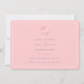 Rosa Rose Ribbon Monogram Foto Wedding Save The Date (Rückseite)