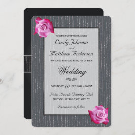 Rosa Rose Ribbon Silberglühen Einladung zur Hochze