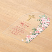 Rosa Rose Rosa Blush Arch Taufe Acryleinladungen (Ablage )