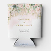 Rosa Rose Rosa Blütengrün Hochzeit Dosenkühler (Vorderseite)