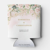 Rosa Rose Rosa Blütengrün Hochzeit Dosenkühler (Rückseite)