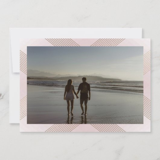 Rosa Rose-Rosa-Deko-Monogramm-Foto Save The Date (Rückseite)