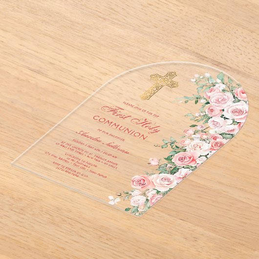 Rosa Rose Rosa Erste Kommune Acryleinladungen (Ablage )