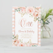 Rosa Rose Rosa Erstgeburt Einladung (Stehend Vorderseite)