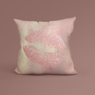 Rosa Rose Rosa Glitzer Kiss Lips Makeup Kissen