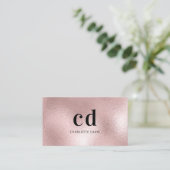 Rosa Rose, rosa Monogramm, initial minimalistisch Visitenkarte (Stehend Vorderseite)