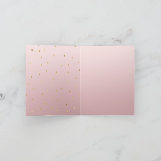 Rosa Rose Rosa Ombre Gold Blätter Dankeskarte (Innenseite)