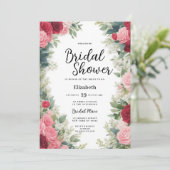 Rosa Rose Rosa Pfefferminze Hochzeit Einladung (Stehend Vorderseite)