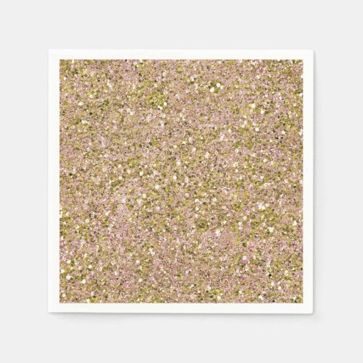 Rosa Rose Rosa und Gold Glam Glitzer Party Sparkon Serviette (Vorderseite)