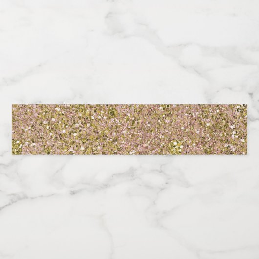 Rosa Rose Rosa und Gold Glam Glitzer Party Sparkon Wasserflaschenetikett (Einzelnes Label)