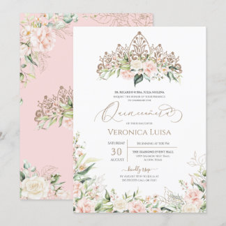 Rosa Rose Rose Elegantes Quinceanera Einladung
