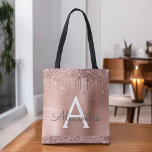 Rosa Rose Rose Rosa Rosa Rosa Glitzer Elegantes Mo Tasche<br><div class="desc">Rosa Rose Gold und rot Rosa Imitate Sparkle und Dripping Glitzer Metallic Edelstahl Foil Elegant Monogram Book Bag. Diese Büchertasche kann auf Ihren Vor- und Vornamen angepasst werden und als Geschenk für Weihnachten,  Geburtstag,  Brautparty oder Hochzeit.</div>