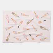 Rosa Rosé-Rose Weinflasche Aquarellbild Geschirrtuch (Horizontal)