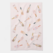 Rosa Rosé-Rose Weinflasche Aquarellbild Geschirrtuch (Vertikal)