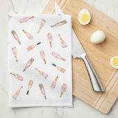 Rosa Rosé-Rose Weinflasche Aquarellbild Geschirrtuch (Viertel Falte)