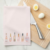 Rosa Rosé-Rose Weinflasche Aquarellbild Geschirrtuch (Viertel Falte)